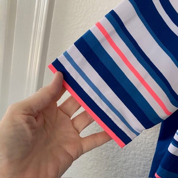 Tail Set Skort Top Short Sleeve Mock Neck Striped Polo Shirt Blue Skort Women M - Picture 5 of 12